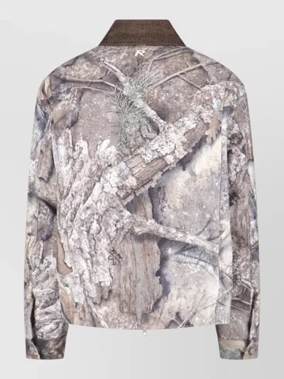 Represent Mens Tree-graphic Print Camouflage Cotton Trucker Jacket In Multi