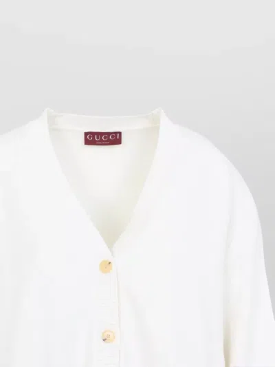 Gucci Knit Cardigan With Pockets And V-neck In White