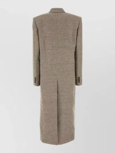 Magda Butrym Long Double-breasted Silk Blend Coat In Brown