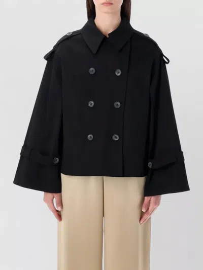 By Malene Birger Cropped Double Breasted Trench Jacket In Black