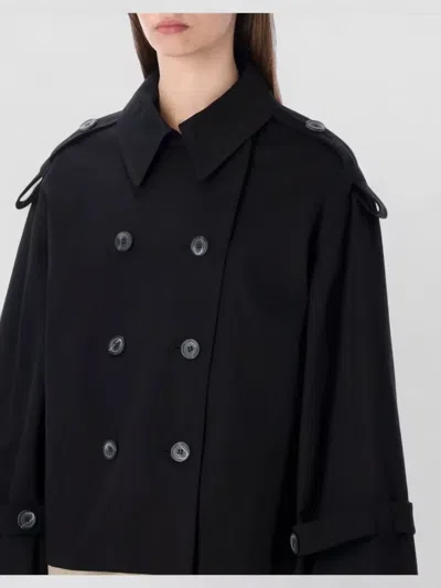 By Malene Birger Cropped Double Breasted Trench Jacket In Black