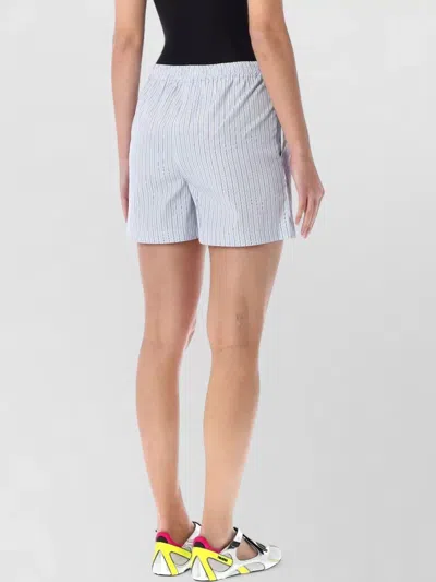 Attico Striped Poplin Shorts Elastic Waistband In Blue