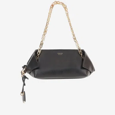 Ferragamo Leather Shoulder Bag In Black