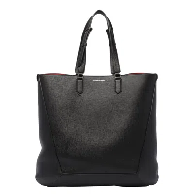 Alexander Mcqueen The Edge Leather Tote Bag In Black