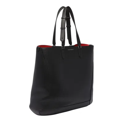Alexander Mcqueen The Edge Leather Tote Bag In Black