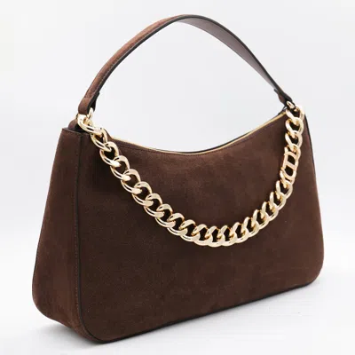 Twinset Dark Brown Leather Liliane Shoulder Bag In Brown