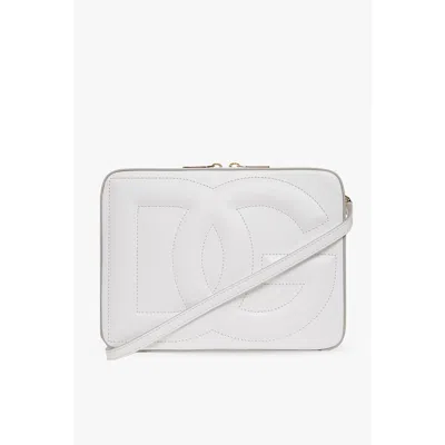 Dolce & Gabbana Leather Shoulder Bag With Logo In White