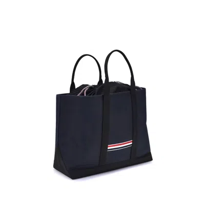Thom Browne Medium Tool Tote W/ Drawstring Opening I In Blue