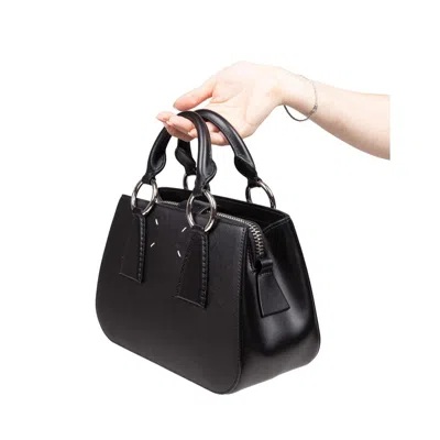 Maison Margiela Black Leather Handbag In Black