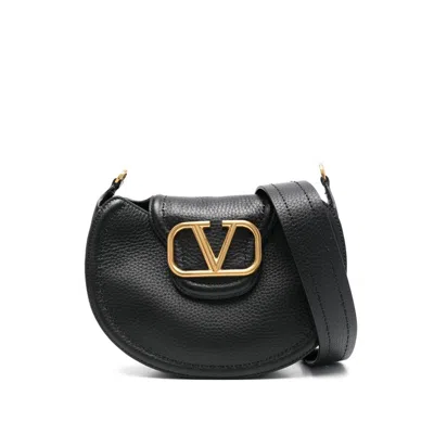 Valentino Vlogo Signature-plaque Shoulder Bag In Black