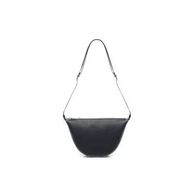 Fendi Half-moon Leather Shoulder Bag In Black