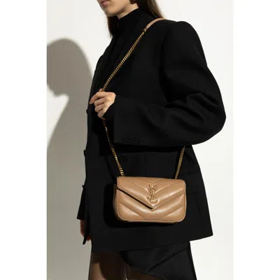 Saint Laurent Mini Loulou Shoulder Bag In Neutral
