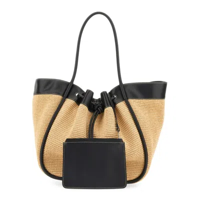 Proenza Schouler Large Ruffled Tote Bag With Woven Texture In Neutral