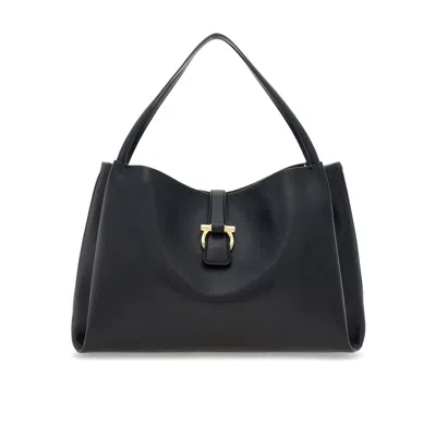 Ferragamo Women Medium Leather Shoulder Bag In Black