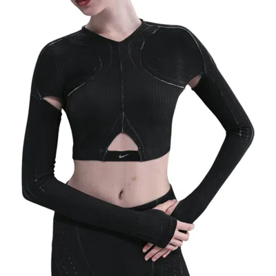 Nike Ghost Knit Top In Black