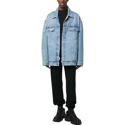 Off-white Blue Button Denim Jacket 'medium Blue' In Black