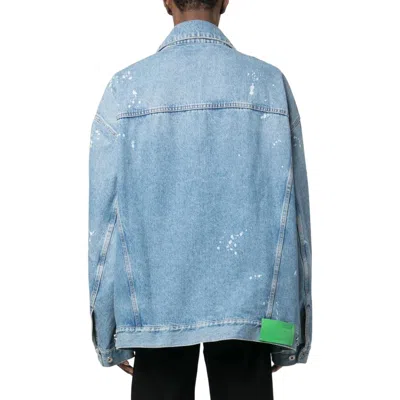Off-white Blue Button Denim Jacket 'medium Blue' In Black