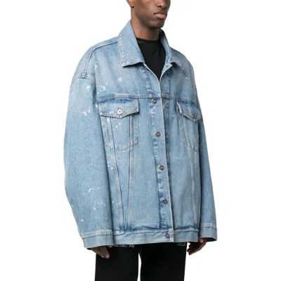 Off-white Blue Button Denim Jacket 'medium Blue' In Black