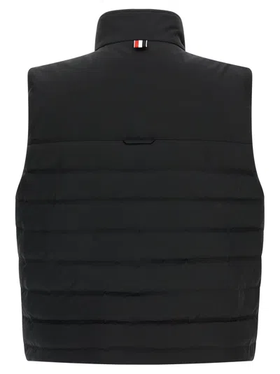 Thom Browne Striped High Neck Padded Sleeveless Vest In Black