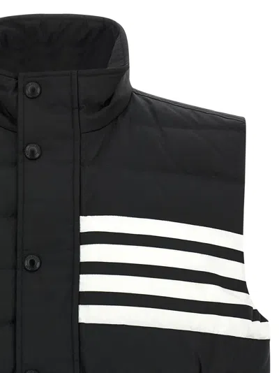 Thom Browne Striped High Neck Padded Sleeveless Vest In Black