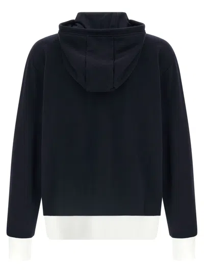 Thom Browne Zip Up Hoodie With Engineered 4 Bar In Color Blocked Solid In Blue