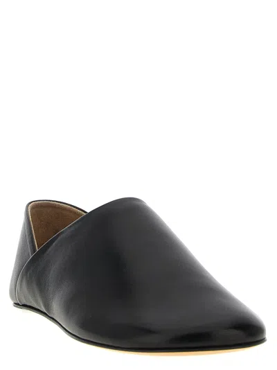 Jw Anderson Babouche Flat Leather Mules Round Toe In Black