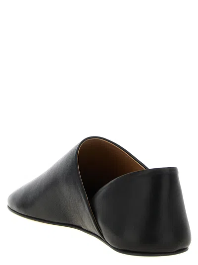 Jw Anderson Babouche Flat Leather Mules Round Toe In Black