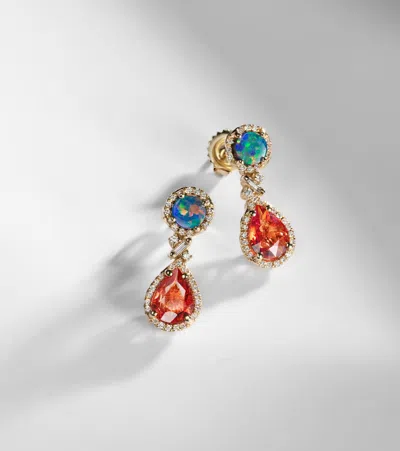 Suzanne Kalan Doublet 18kt Gold Drop Earrings With Gemstones In Multi