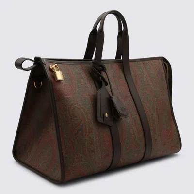 Etro Paisley Travel Bag Leather Trim Tag In Brown