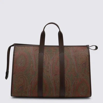 Etro Paisley Travel Bag Leather Trim Tag In Brown