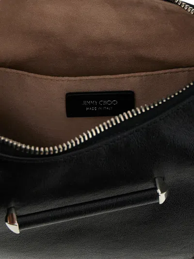 Jimmy Choo Small Bar Hobo Pearl-embellished Leather Shoulder Bag In Black