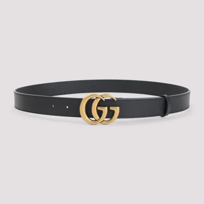 Gucci Black Logo Buckle Solid Belt In Black