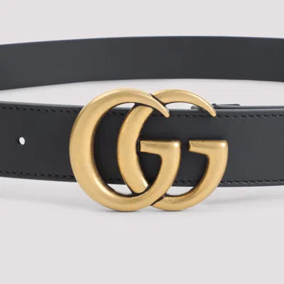 Gucci Black Logo Buckle Solid Belt In Black