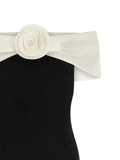 Self-portrait Flower Datail Maxi Dress In Black