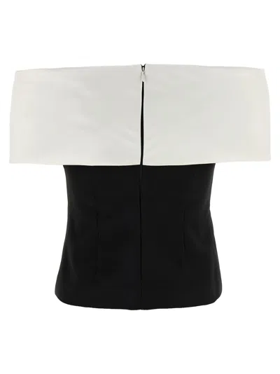 Self-portrait 'black Crêpe Flower' Top In Black