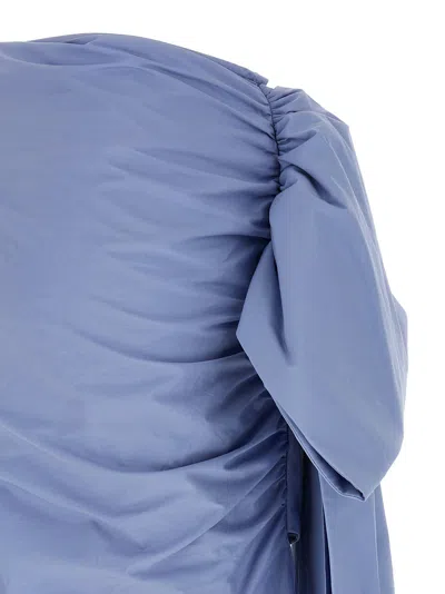 Self-portrait Blue Cotton Tie Side Mini Skirts Light Blue In Blue