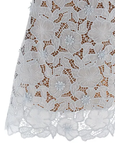 Self-portrait Blue Guipure Lace Mini Dresses Light Blue In Multi