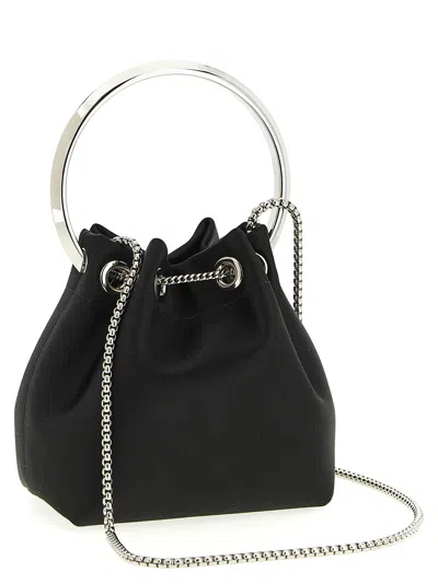 Jimmy Choo Bon Bucket Bag Chain Handle Tassel In Black