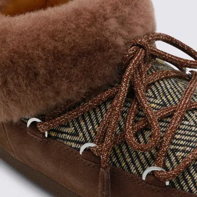 Moon Boot X Guest In Residence Suede Shearling-trim Chalet Mules In Brown