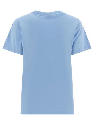 Ganni Cotton T-shirt With Print T-shirts Light Blue In Blue