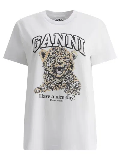Ganni Leopard Print Relaxed Jersey T-shirt In Multi