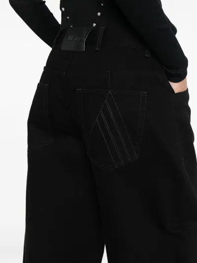 Attico Wide-leg Denim Cotton Trousers In Black