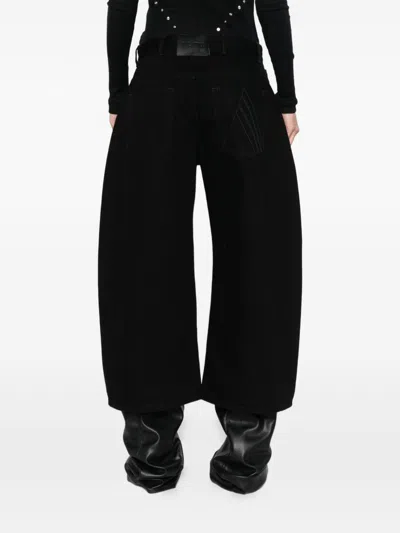 Attico Wide-leg Denim Cotton Trousers In Black
