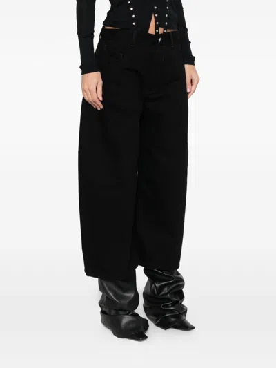 Attico Wide-leg Denim Cotton Trousers In Black