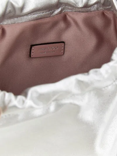 Jimmy Choo Drawstring Mini Hand Bags Pink In Silver