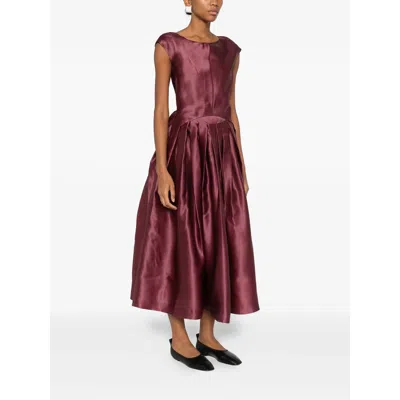 Mark Kenly Domino Tan Dilia Atelier Pleated Dress In Brown