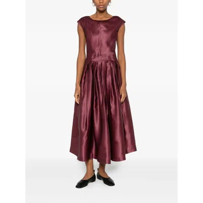 Mark Kenly Domino Tan Dilia Atelier Pleated Dress In Brown