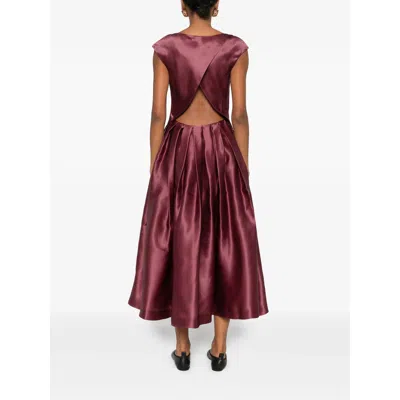 Mark Kenly Domino Tan Dilia Atelier Pleated Dress In Brown