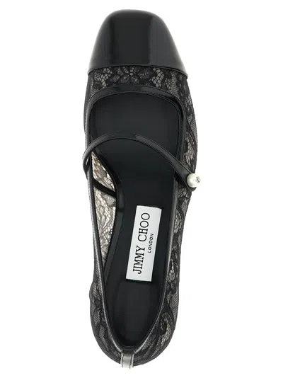 Jimmy Choo Elisa Pumps Block Heel Lace Overlay Pearls In Black