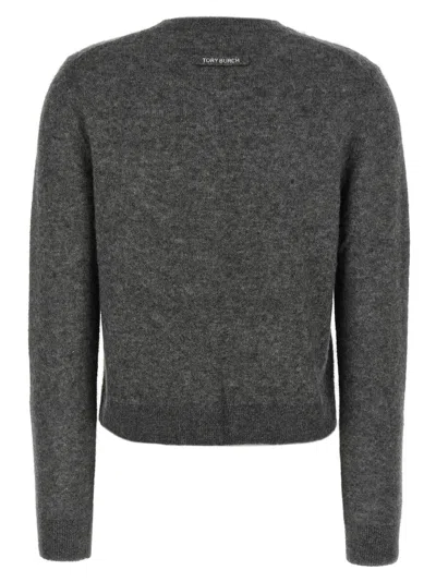 Tory Burch Embroidery Cardigan Sweaters And Cardigans Gray In Gray